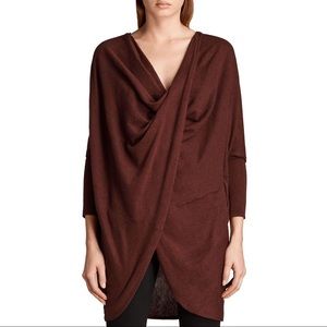 AllSaints Burgundy Red “Itat Shrug” S/s